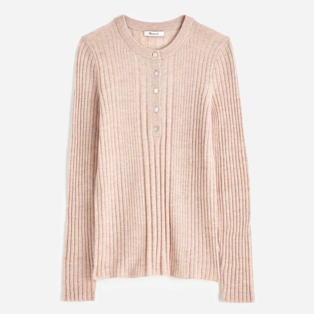 Madewell Alpaca-Blend Henley Sweater – Sand / Large